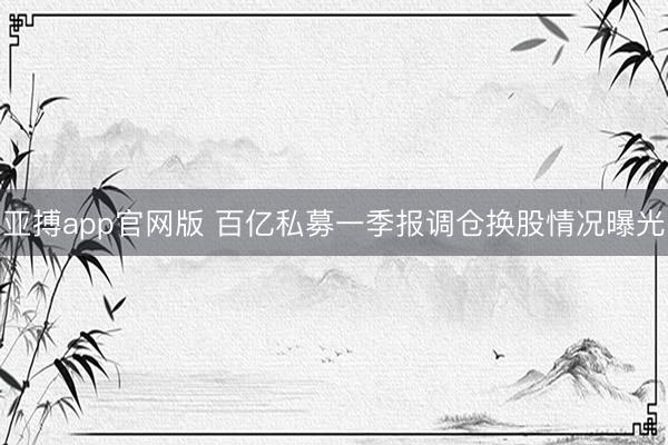 亚搏app官网版 百亿私募一季报调仓换股情况曝光